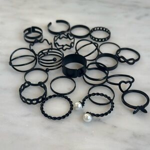 22pc stackable Black Ring Set